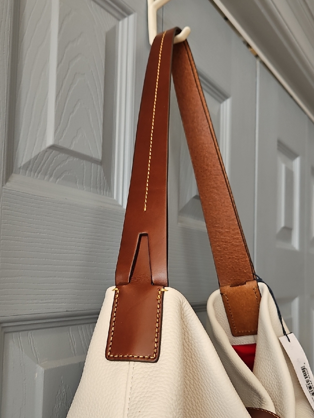 Dooney & Bourke Bone Pebble Leather Hobo Bag - Picture 3 of 16